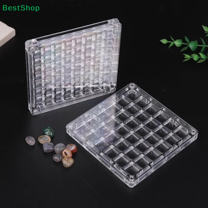 ♥Clear Plastic Gem Storage Tray - Grid Organizer Box for Stones/Beads/DIY Craft Supplies (Stackable Design)