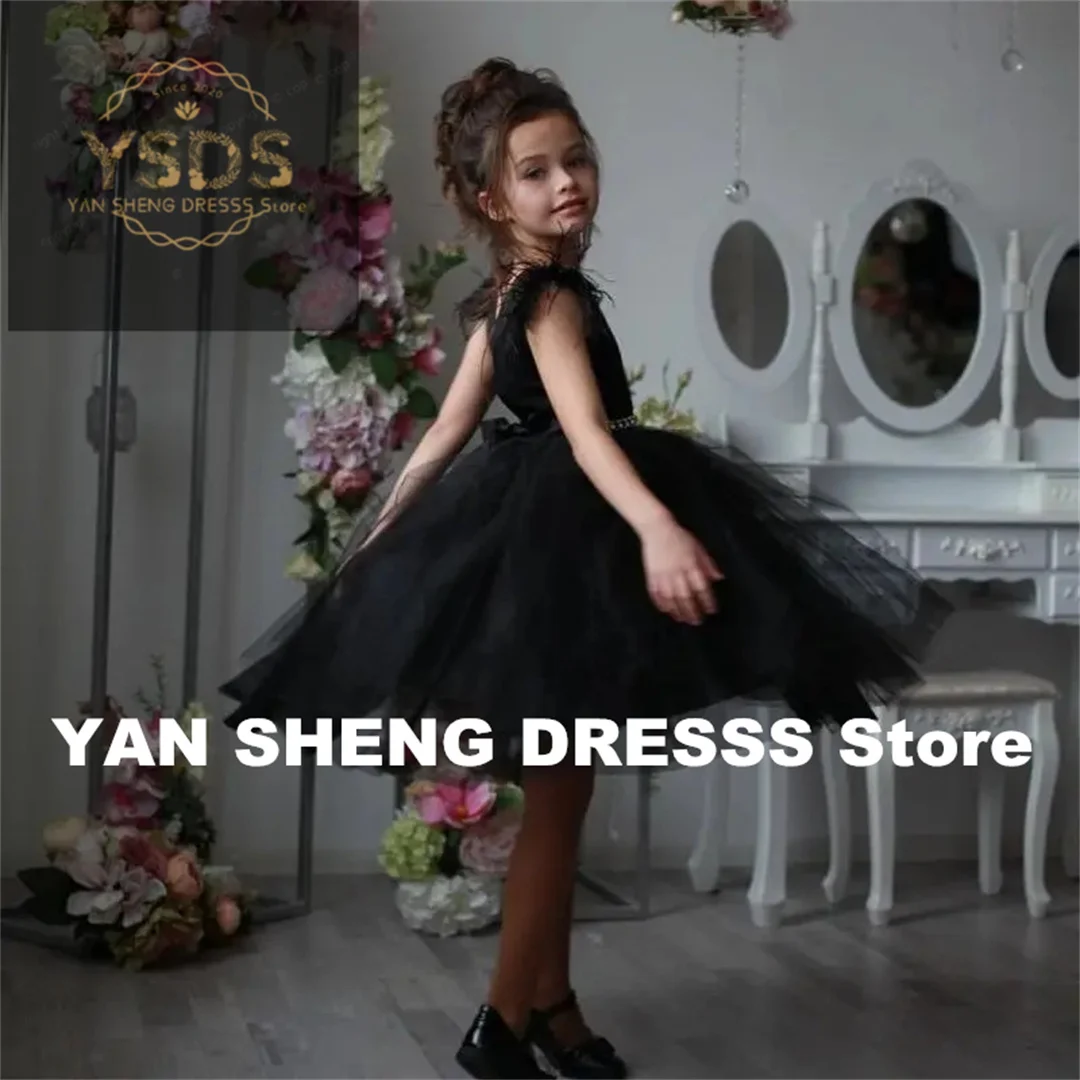 Flower Girl Dress O-Neck Sleeveless Girls Princess Wedding Party Dress Puffy Tulle First Communion Gown Dresses