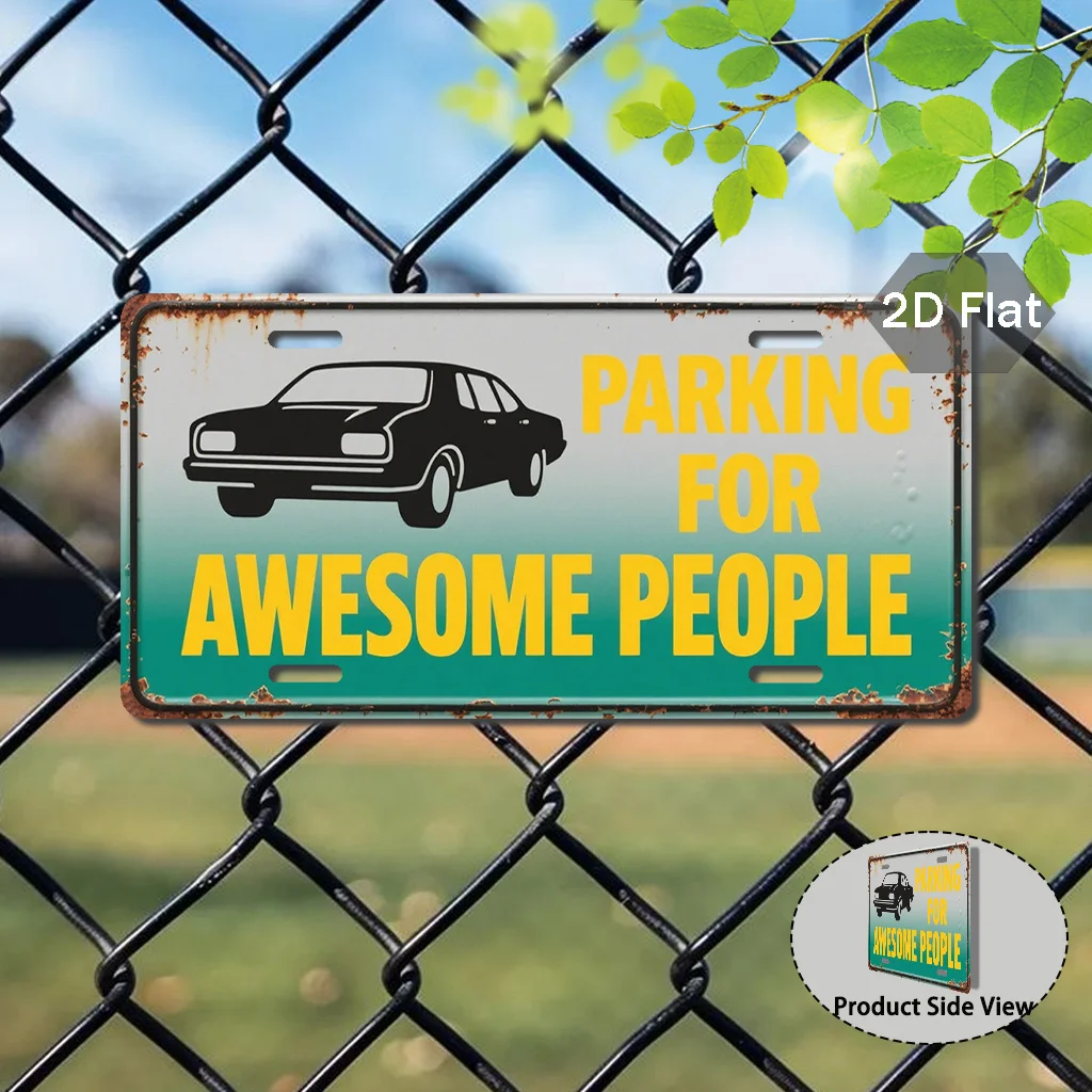 2D Flat Printing, 1pc, Vintage License Plate, External Accessory (29.97 cm X 14.99 cm), Cool Parking Humorous Sign, Fun Parking