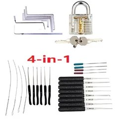 4pcs Practice Pick Set Extractor Lock Unlocking Padlock Key Tool Transparent