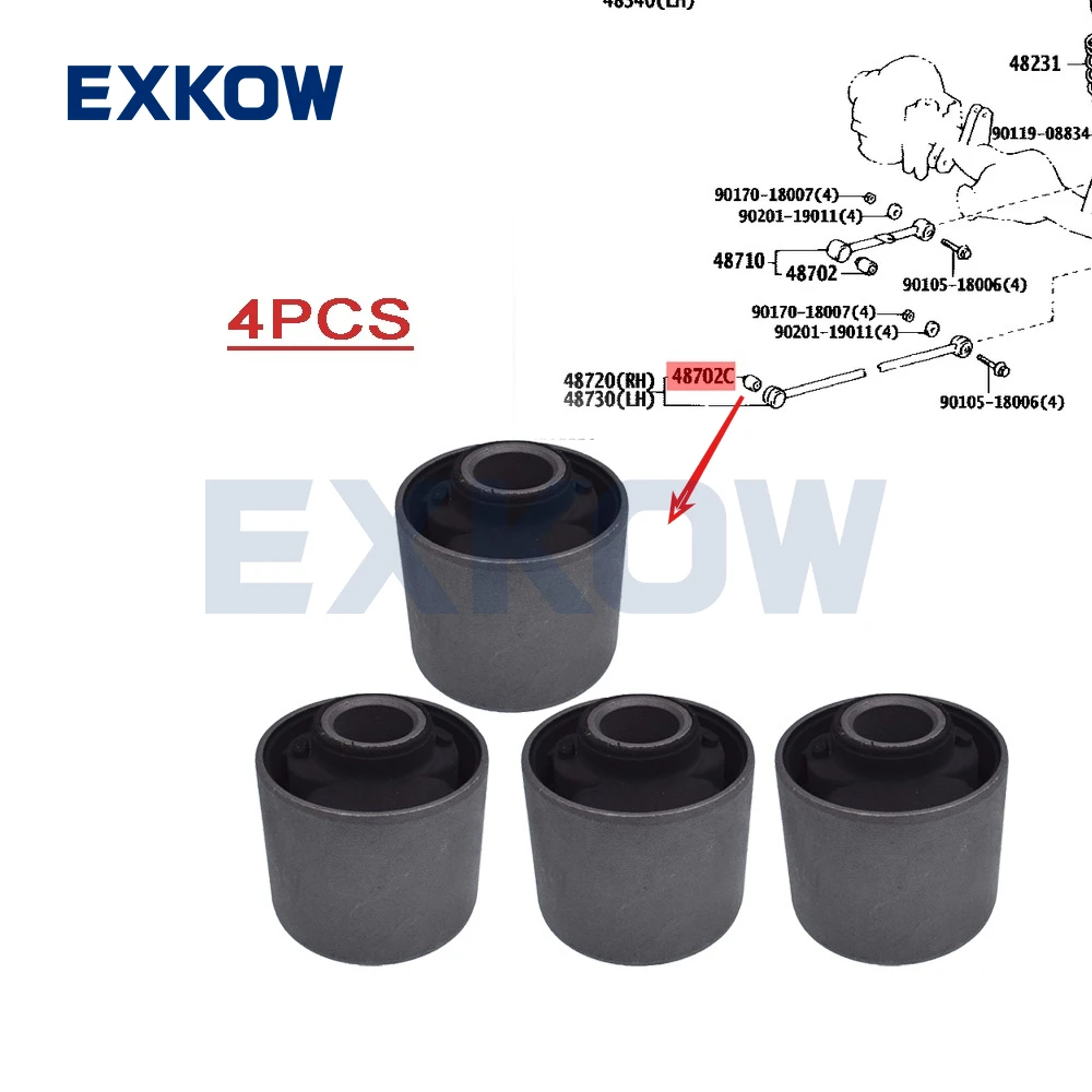 

4 шт. втулка нижнего рычага управления, подходит для Toyota Land Cruiser 1990-2006 FJ80 HDJ80 HZJ80 HDJ100 48702-60040