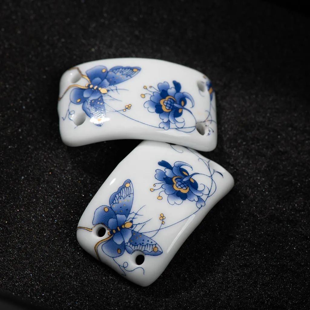 2pcs Blue and White Porcelain Chinese Ancient Style Bracelet Porcelain Chip Accessories Jewelry Making DIY Accessories Z808
