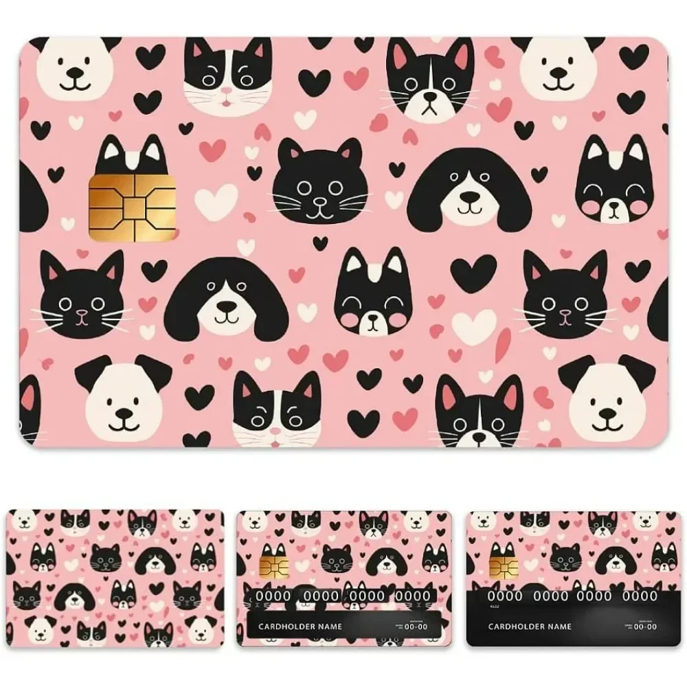 Cats and Dogs Credit Debit Card Skin Sticker Cover Waterproof Scratch-Resistant and Attractive Card Skin Custom 4 Styles