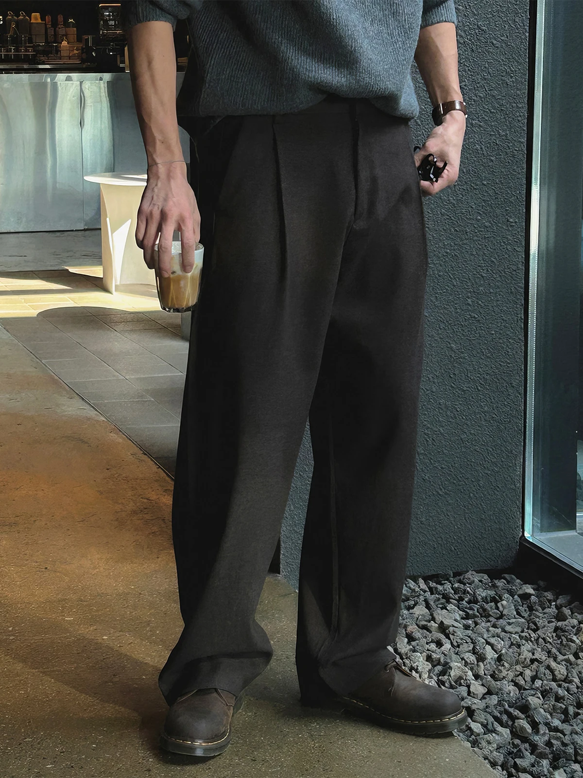 

Bla Pleated Straight Leg Casual Pants Men's Spring Autumn Loose Versatile Wide Leg Pants Commute Long Pants 798 Design