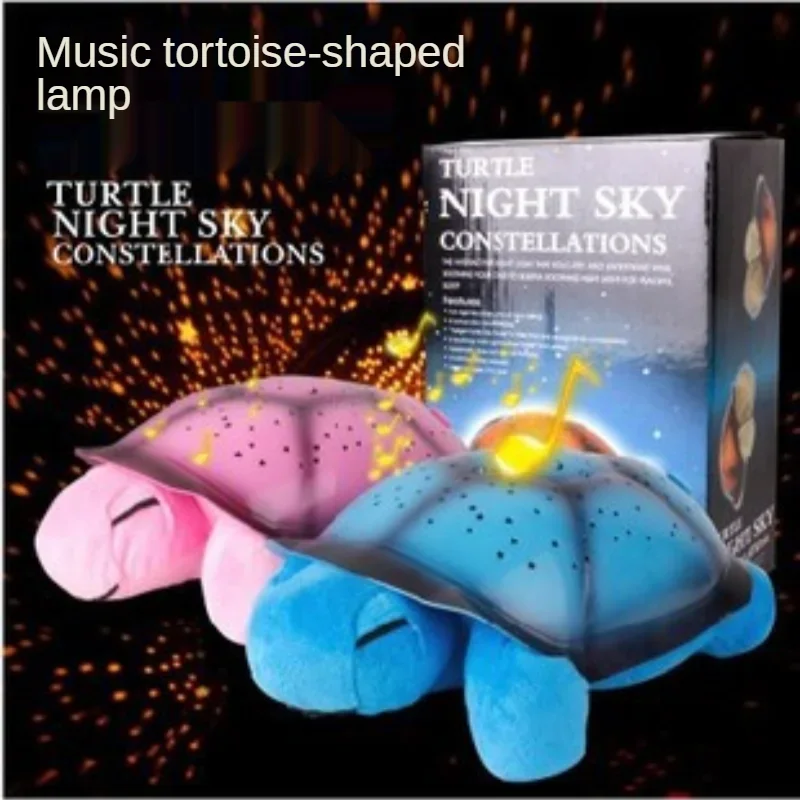 Children's Plush Tortoise Projector Lamp Music Starry Sky Projector Lamp Sleeps Luminous Toy Bedroom Decoration Night Light