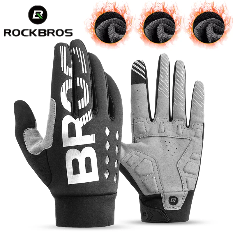 ROCKBROS Zimowe rękawiczki rowerowe unisex z ekranem dotykowym Wiatroszczelne rękawiczki utrzymujące ciepło Outdoor Camping Piesze wycieczki Motocyklowe rękawiczki rowerowe