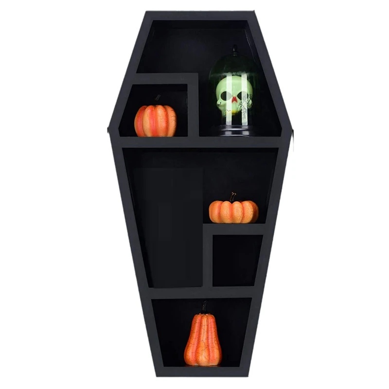 

1 Piece Solid Floating Wall Shelves Coffin Shelf Black PVC For Home Bedroom Living Room Bathroom - Spooky Gothic Decor