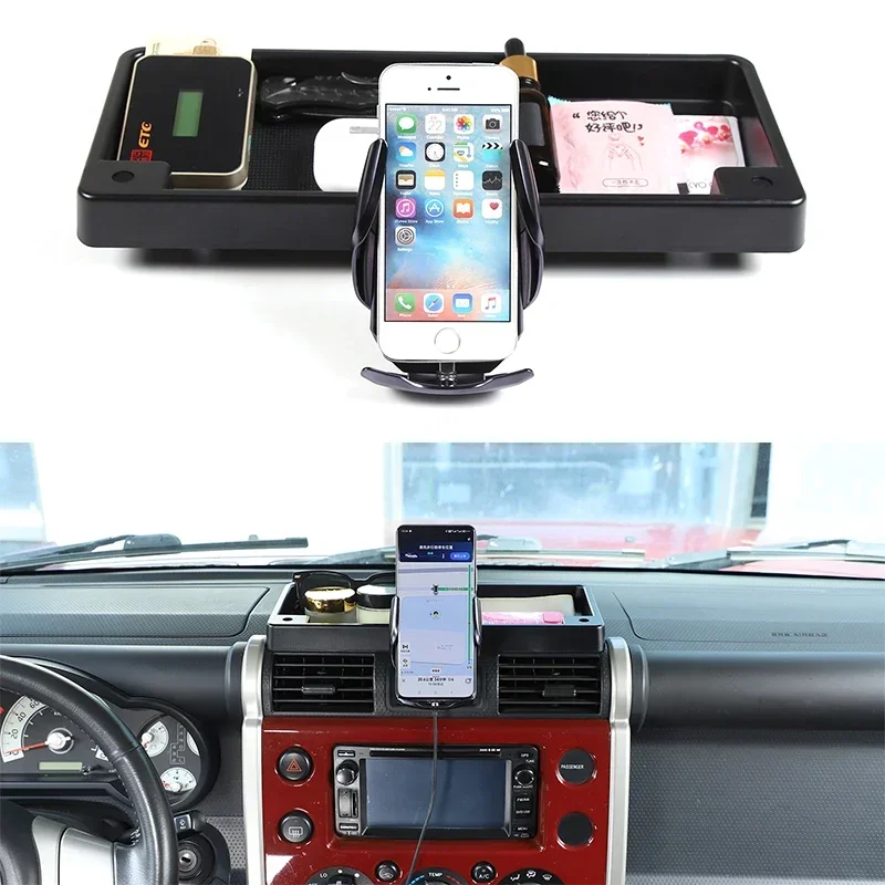 

For Toyota FJ Cruiser 2007-21 Dashboard Storage Box Tray Car Interior Storage Accessories with Cell Phone Holder ABS Accessories