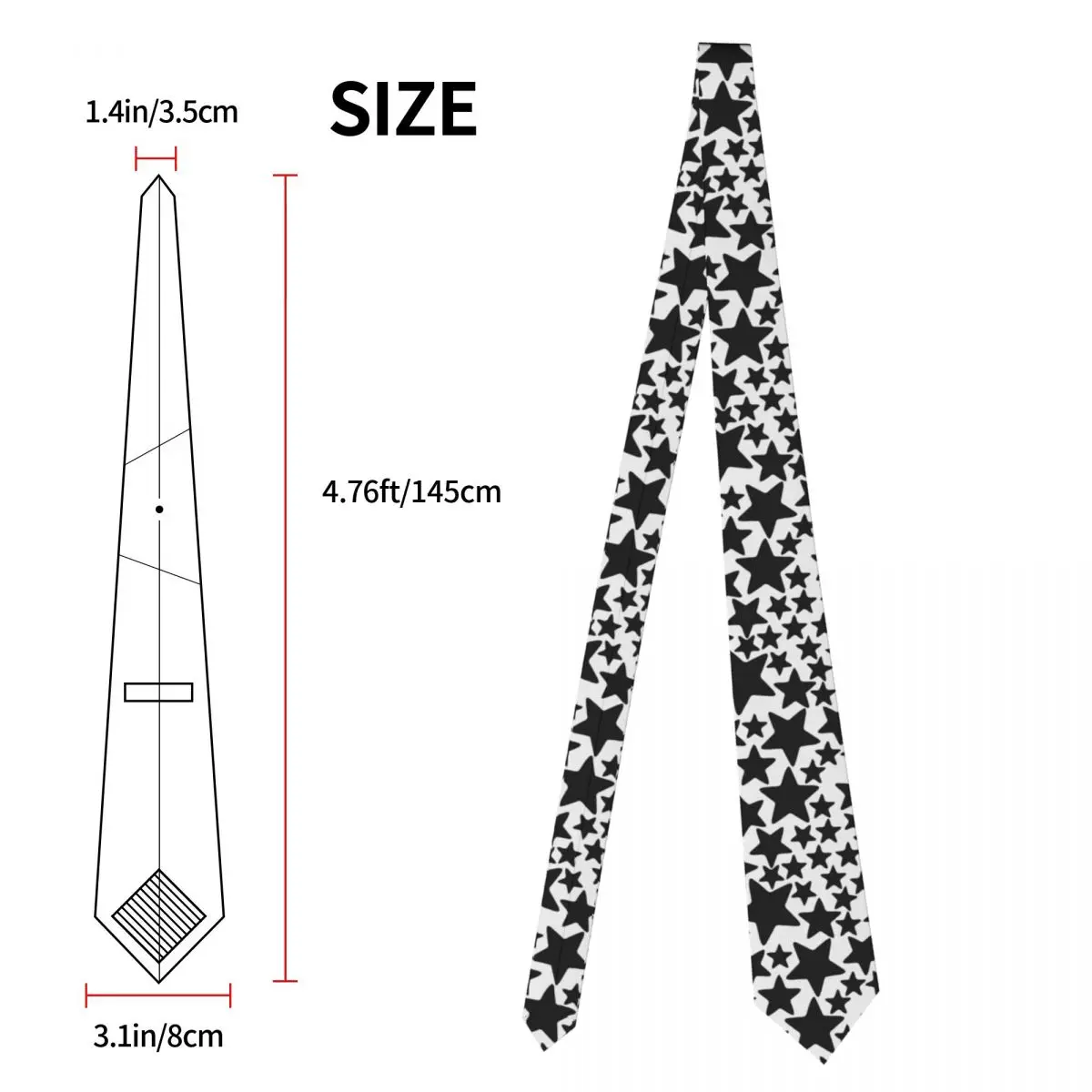 Five Pointed Star Men Neckties Slim Polyester 8 cm Wide Neck Tie for Mens Accessories Wedding Accessories Office