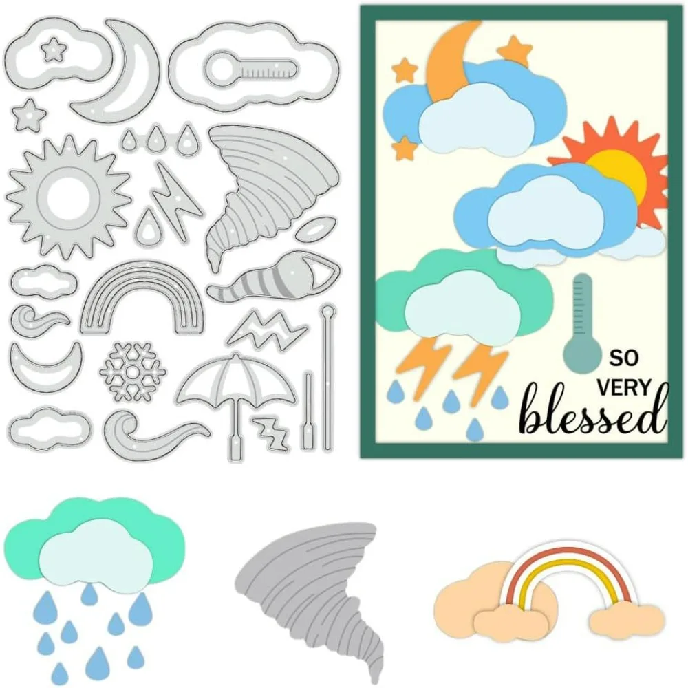 Meteo Metallo Fustellate Nuvole Luna Sole Stelle Fustelle Taglio Stencil Fai da te Scrapbooking Goffratura decorativa Carta Scrapbooking