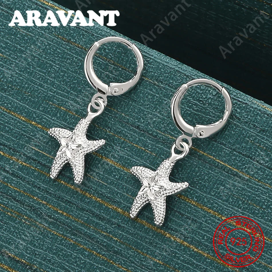 925 Sterling Silber Seestern-Muschel Zirkonia-Ohrringe, Damen-Accessoires für den Alltag, Weihnachtsgeschenk-Schmuck