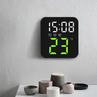 LED Multifunctional Digital Wall Clock Temperature Triple Alarm Clock Night Mode Adjustable Brightness Bedroom Decoration Clock