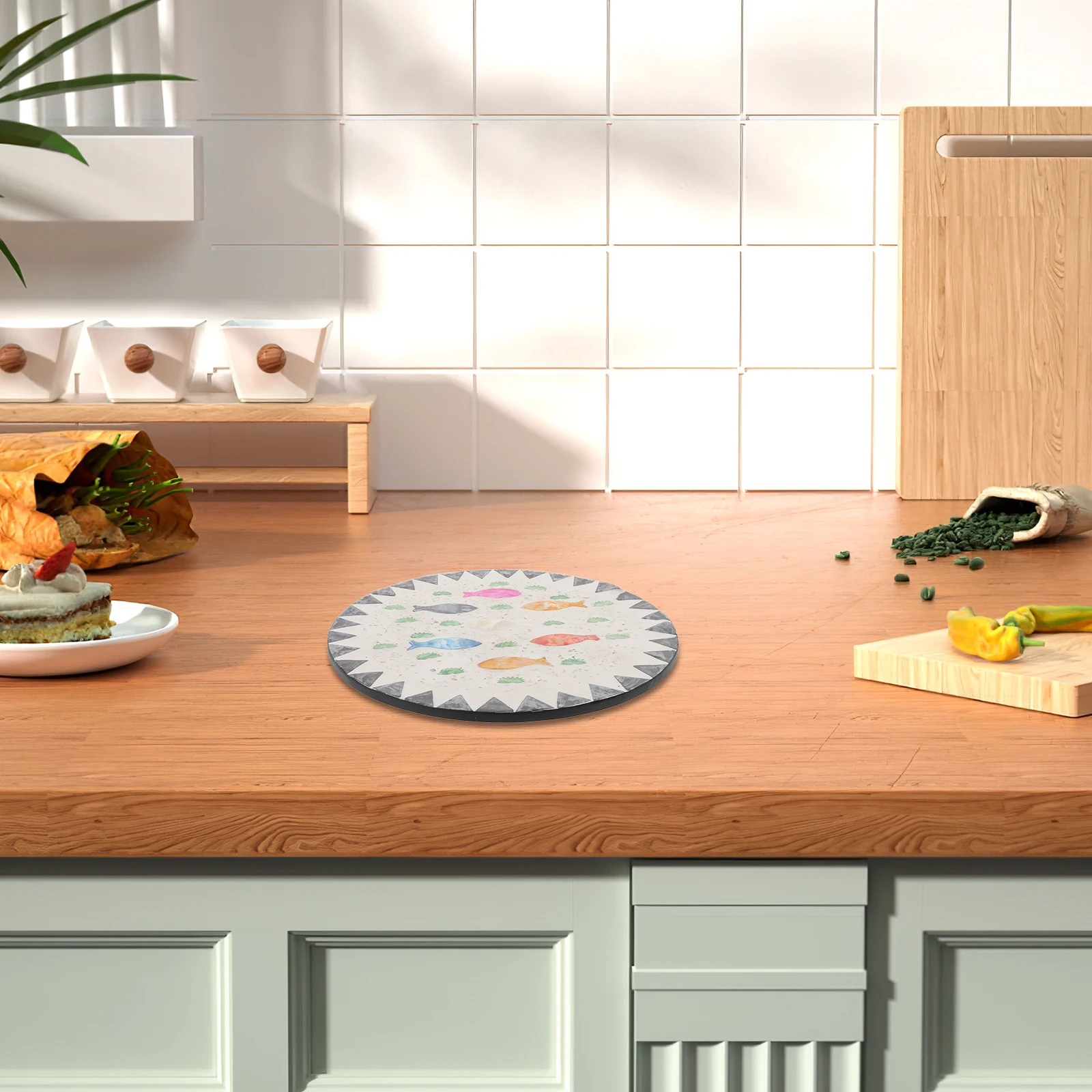 

7,82-дюймовый круглый креативный набор подставок, коврик для чашки в стиле океана, нескользящая защита поверхности для горячих напитков, чая, кофейных кружек, морских