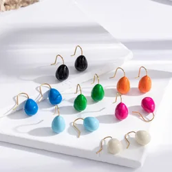 New Fashion Drip Glaze Big Teardrop Stainless Steel Stud Earrings For Women Candy Color Korean Style Jewelry Earrings Pendientes