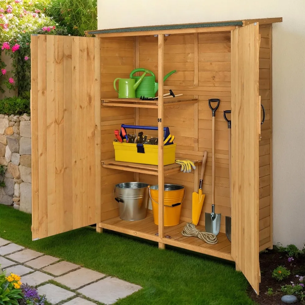 

Upgraded Outdoor Wooden Storage Shed, Extra Large Garden Shed Outside Tool Cabinet with 2 Safety Latches, Customized