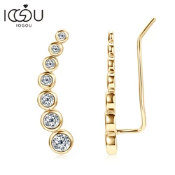 IOGOU Trendy 1.52CTTW Full Bezel Moissanite Stud Earrings Climber for Women Gift 925 Silver Original Jewelry 5-7 Stones Climbers