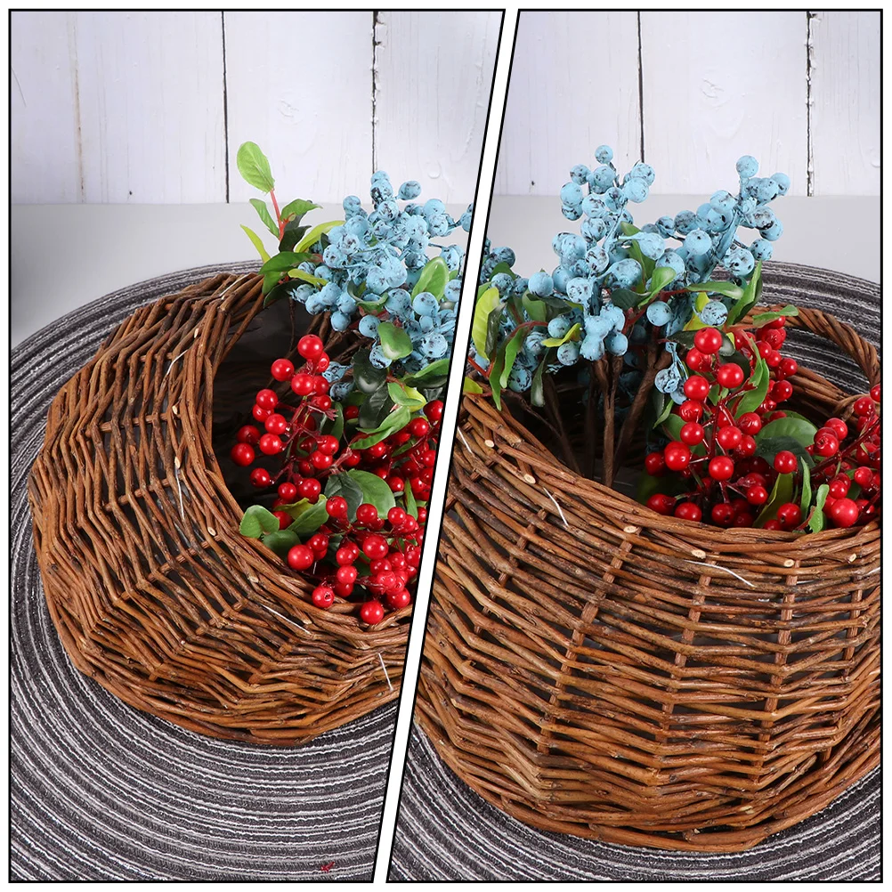 

2pcs Rattan Wicker Flower Pot Vases Plant Fibers Garden Balcony Hanging Wall Basket Storage Decor Utility Container Home Office