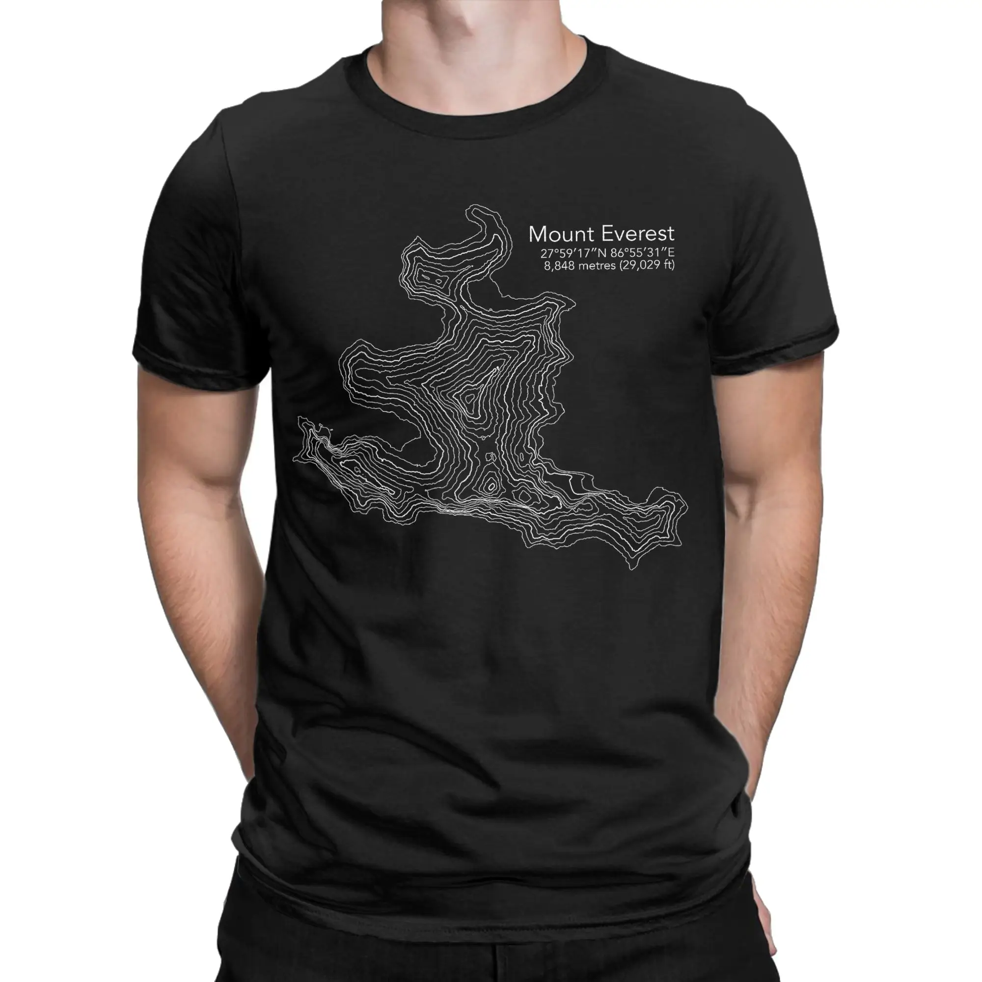 Men T-Shirts Everest Topographic Map   Mount Everest T Shirt Tee Shirt Short Sleeve Topographic Line T Shirts Crewneck Tops Gift