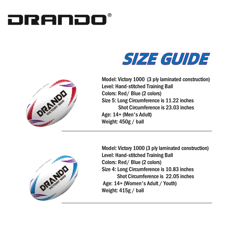 كرة الرجبي مقاس 4 مقاس 5 قبضة ثلاثية الأبعاد ومتانة 3 طبقات بناء مصفح لتدريب الرجبي
