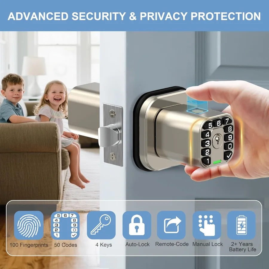 IU53 قفل باب لوحة المفاتيح ببصمة الإصبع مزدوج الجوانب جميع الأحوال الجوية دخول بيومتري مقاوم للماء بالكامل مع رموز مزدوجة الجوانب نفس المفتاح كلا Si #4