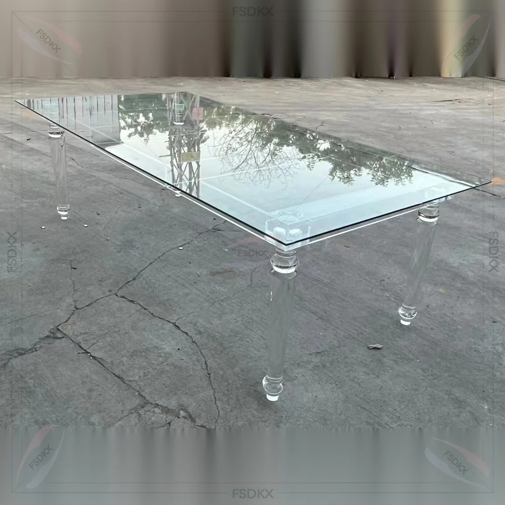 High Quality Transparent Rectangle Shape Acrylic Modern Dining Table / Side Table for Hotel Use Dining Room Furniture