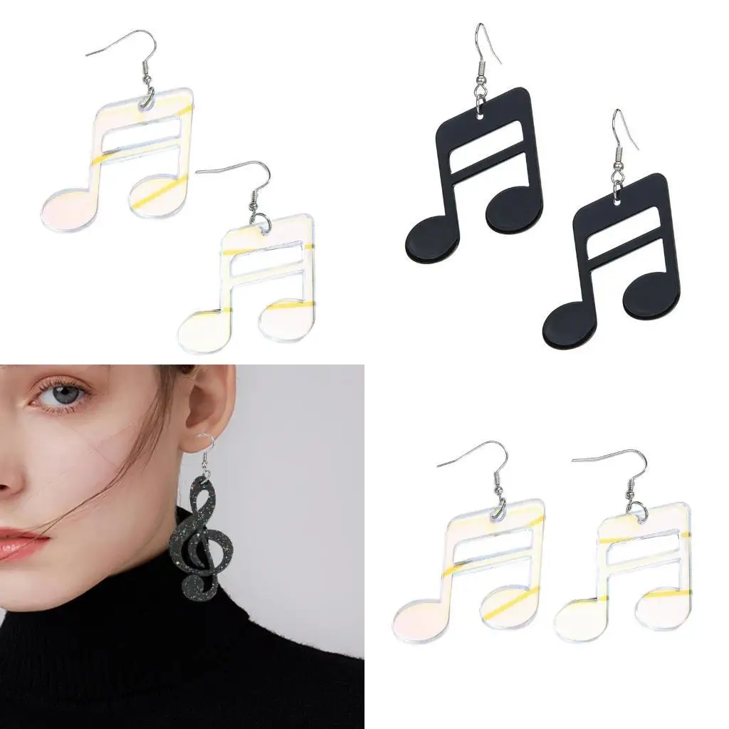 A52E أقراط متدلية موسيقية من الأكريليك الإبداعي إكسسوارات عصرية عصرية ترصيع الأذن مصنوعة يدويًا للنساء