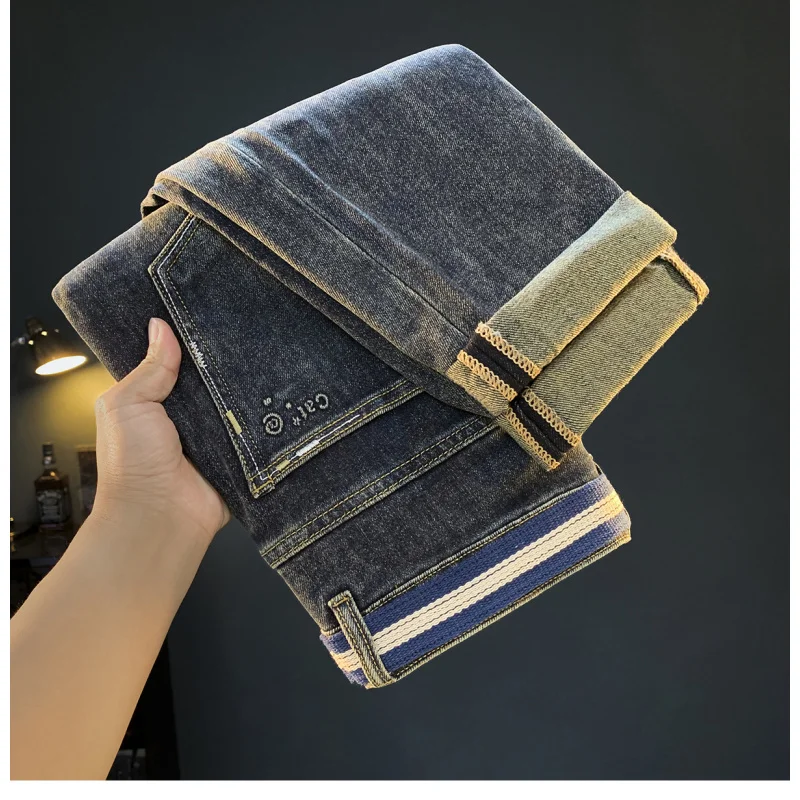 

Мужские джинсы в стиле ретро, новый тренд, свободные осенние брюки-шаровары на осень 2025 года, мягкие эластичные зауженные штаны-шаровары с маленькими штанинами