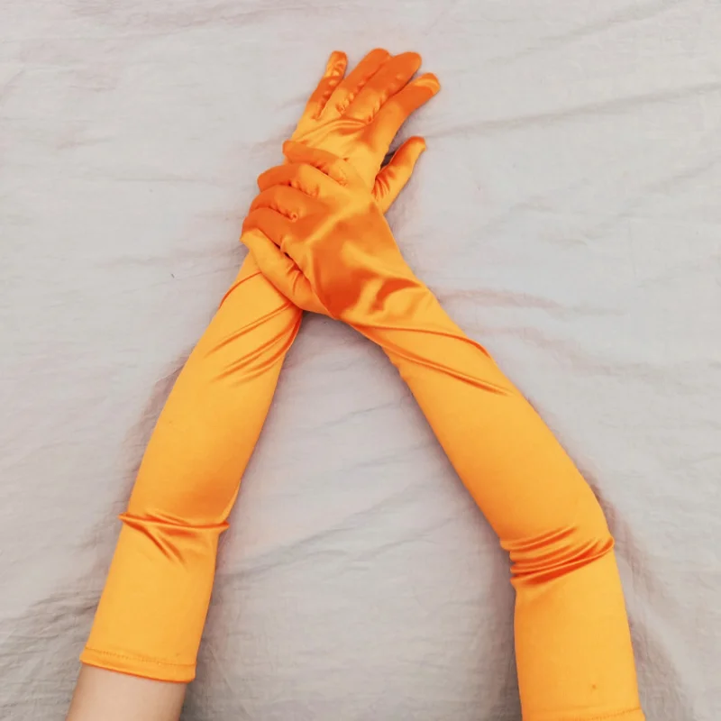 Guantes de satén elásticos extendidos para damas, guantes de fiesta retro, cosplay, moda nupcial, ropa emo, C027