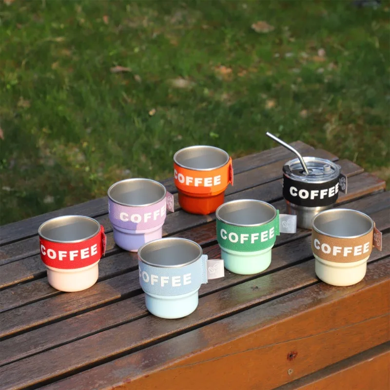 

1PCS Stainless Steel Minimalist Coffee Camping Outdoor Picnic Tumbler with Rolled-Edge Step Design for Water Storage Durable Use