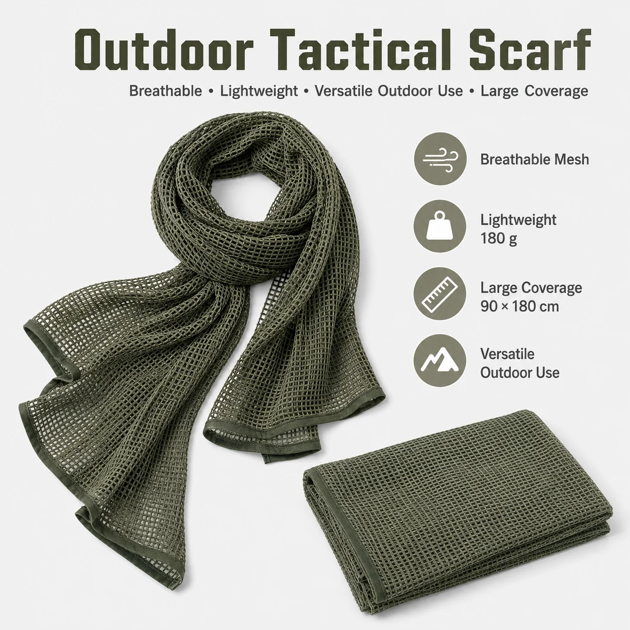 Tactical Camouflage Mesh Scarf Camo Netting Wrap for Wargame Hunting Shooting Outdoor Training Airsoft Concealment Accessory Set
