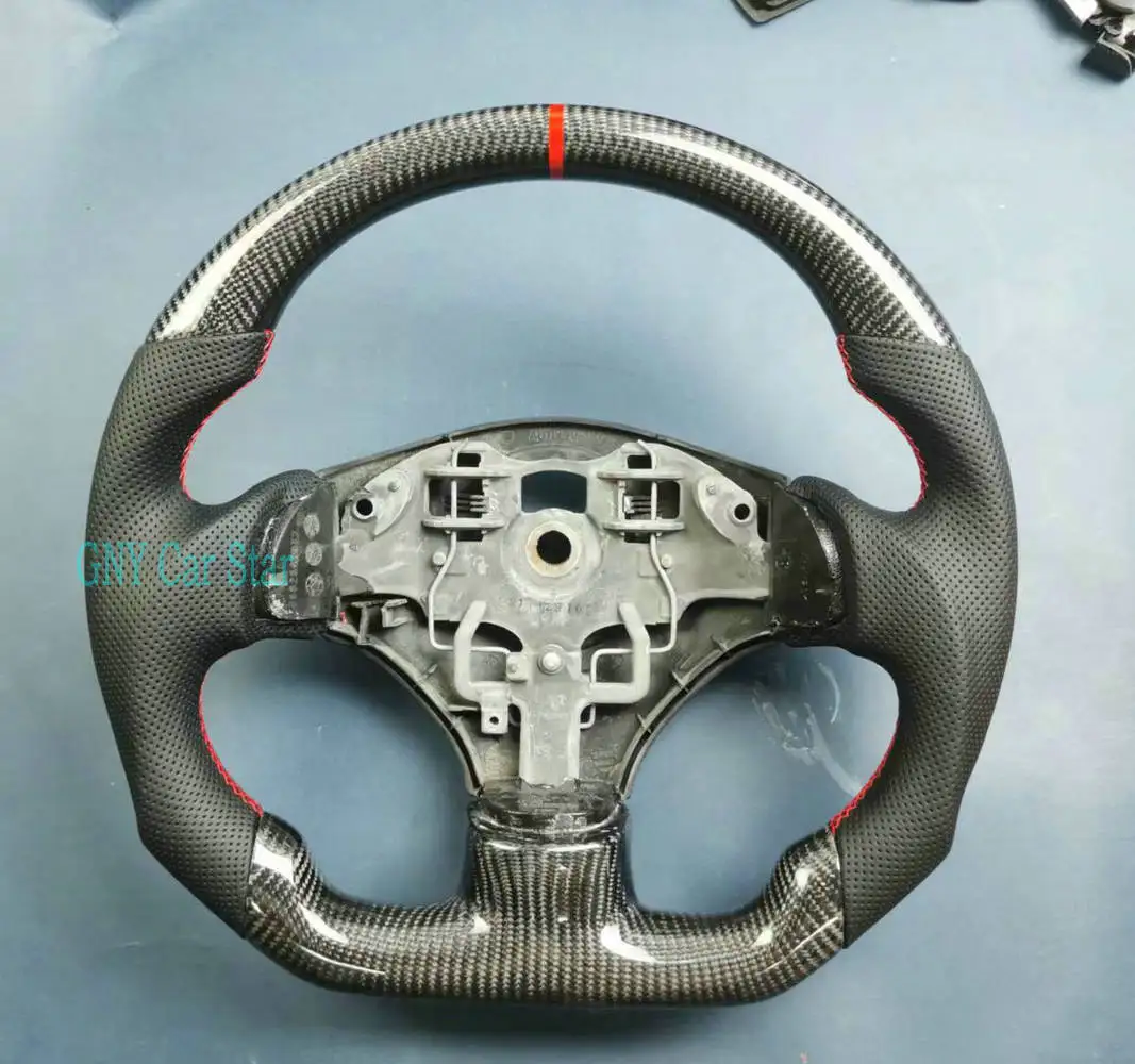 100% Real Carbon Fiber Car Leather Steering Wheel For Peugeot 206 CC SW SD 207