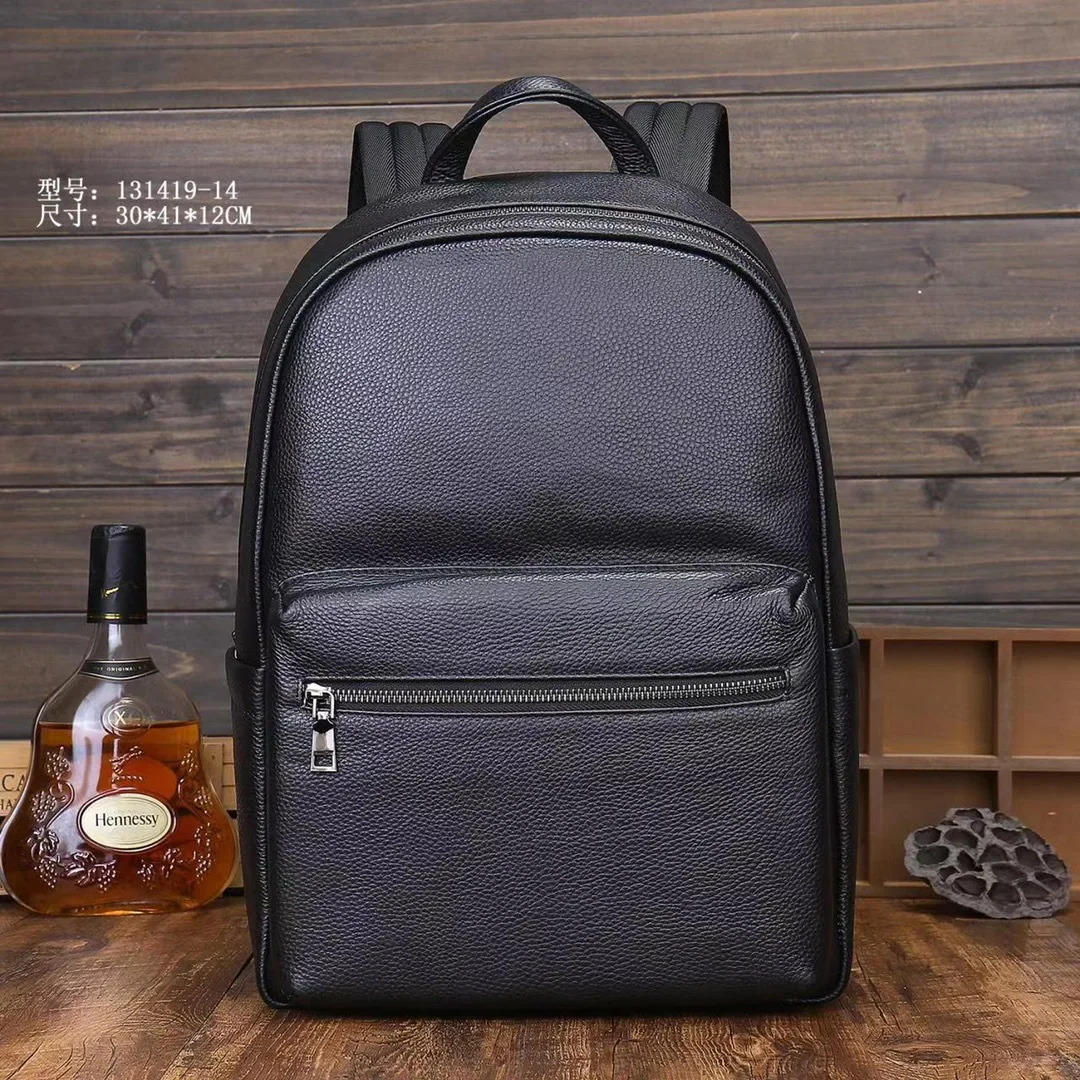 New Fashion Brand Genuine Leather Men Backpacks Real Natural Leather Student Backpack Boy Luxury Business Laptop School Bag