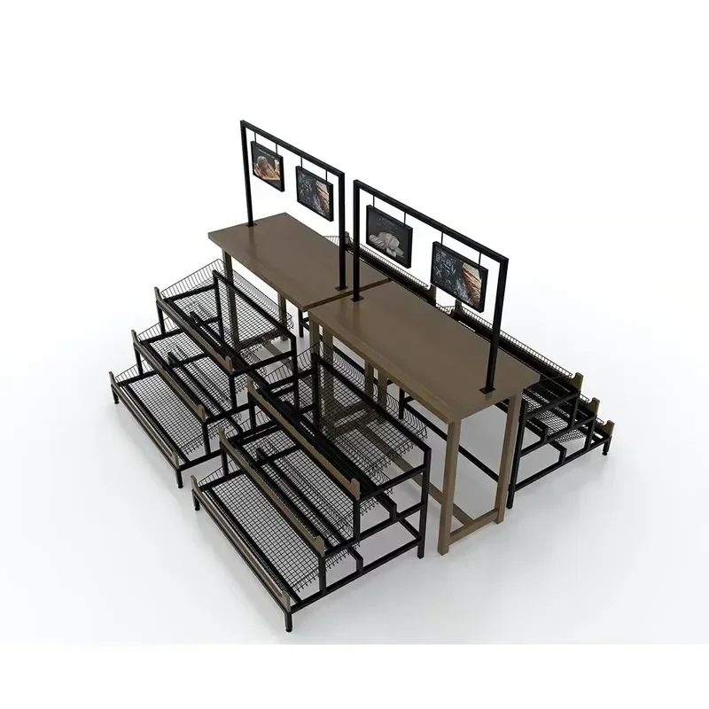 New design wooden bakery display stand bread display stand shop display stand