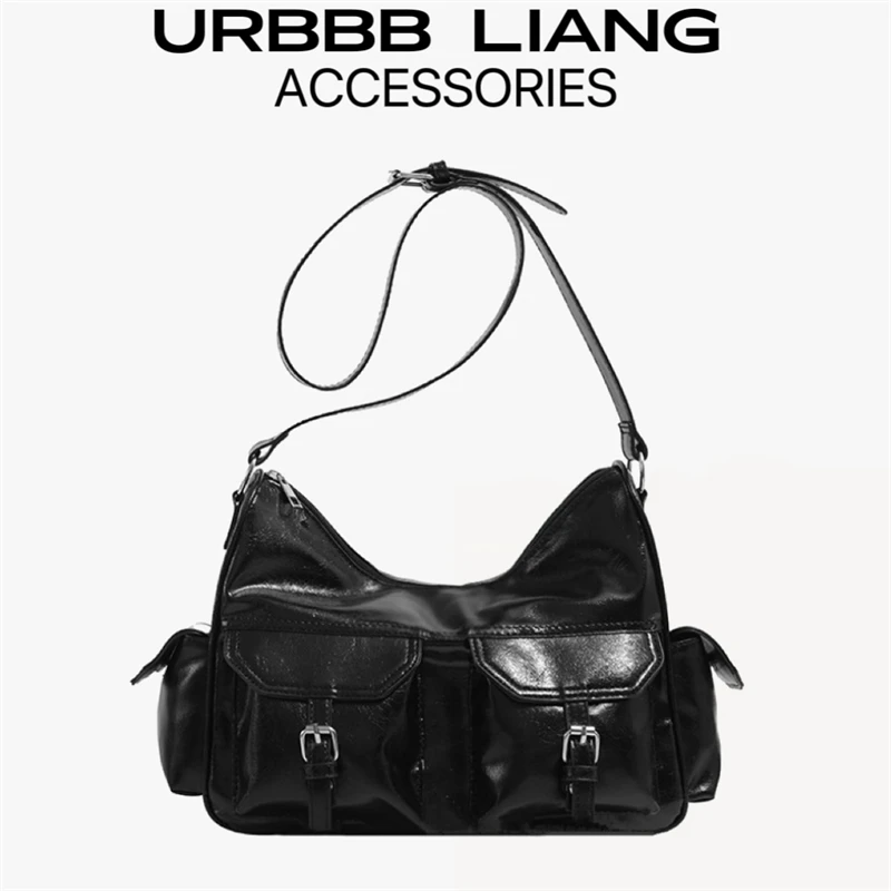 

UR Casual Motorcycle Sle Faion oulder Crossbody Bag Commuter Bag Soft PU Leather Zipper Closure Leisure Handbag