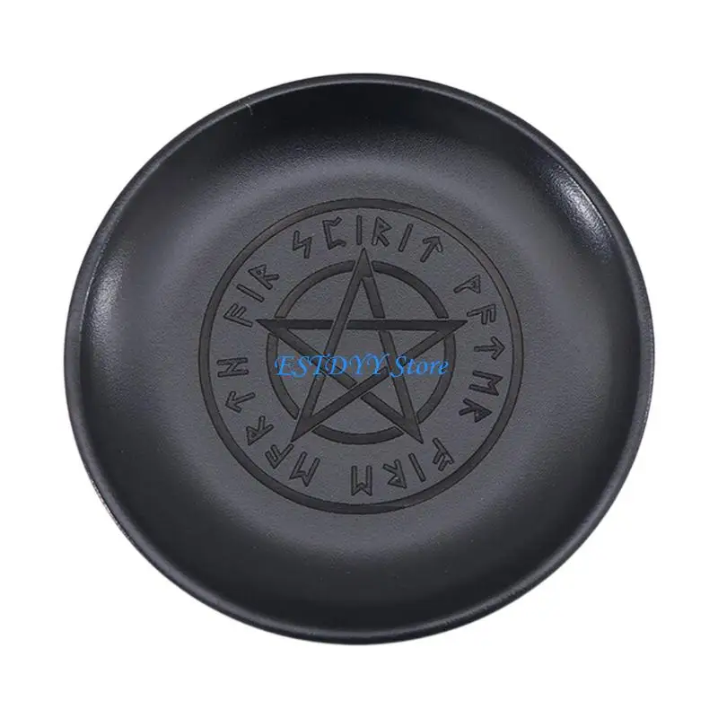G6DE Tarots Holder Steel Divinations Ceremony Candlestick Board Astrology Stainless Candlestick Table Altars Plate