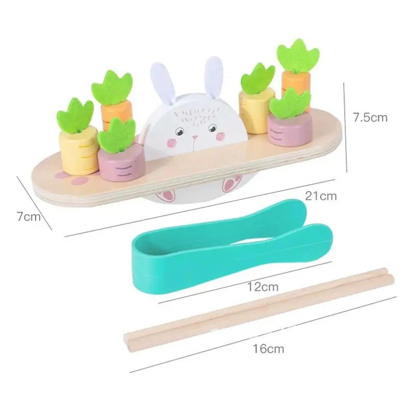 Rabbit Math Balance Game Sensory Toys Toddlers Wooden Weight Block Toys Education Motor Fine Montessori Balancing Skills Radish