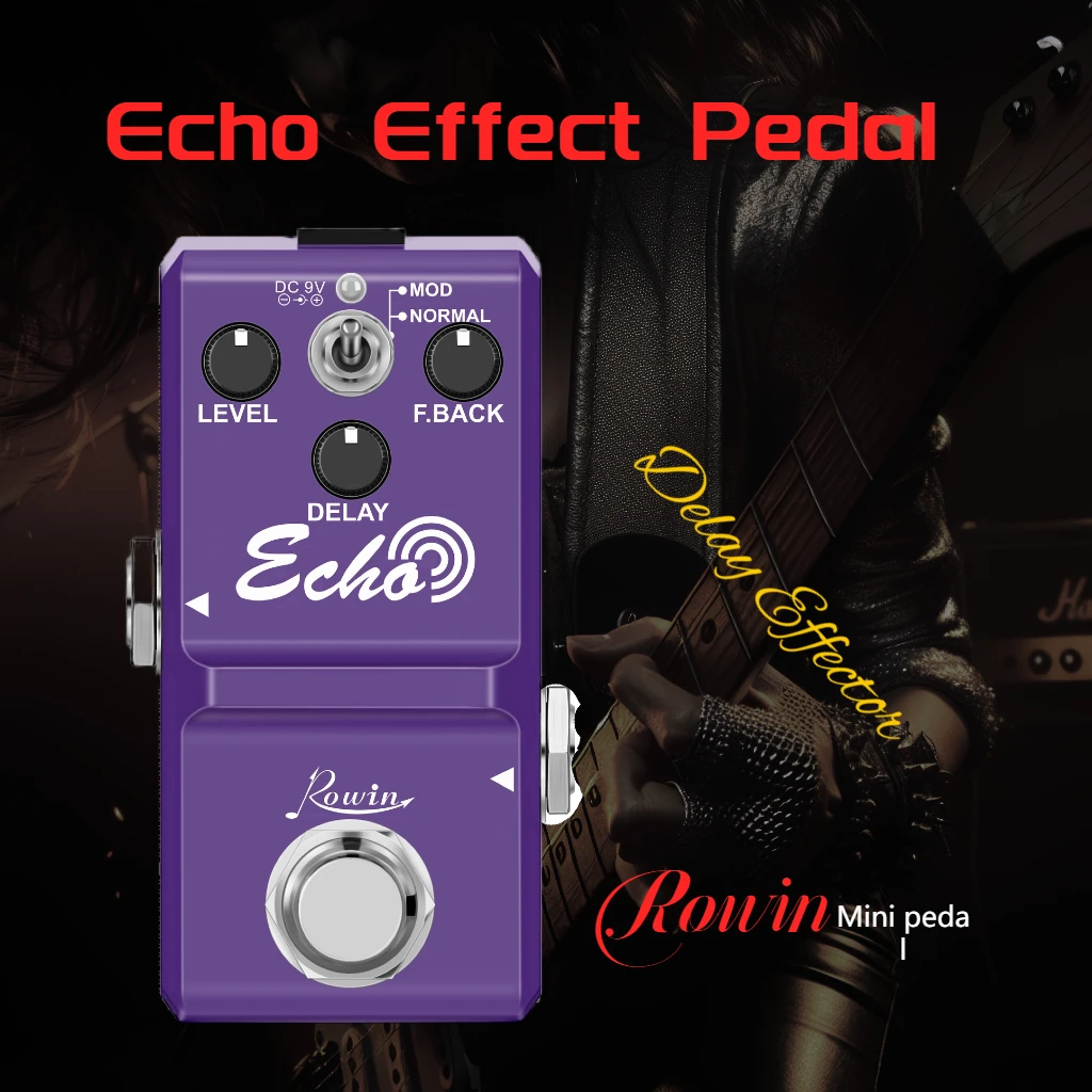 Rowin Effect Guitar Pedal Delay NANO Echo True Bypass Pedal With Aluminium Alloy Classic Body For Guitar Parts & Accessories