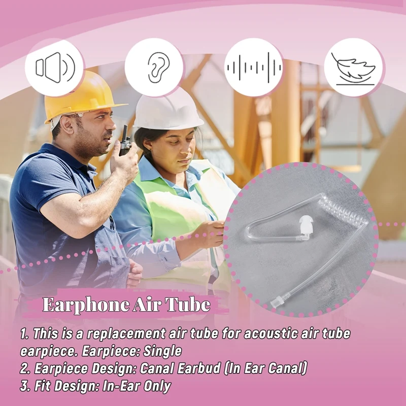 Earphone Accessories Transparent Coil Acoustic Air Tube Earplug For Two-Way Radio Walkie Talkie Earpiece Headset Accessories