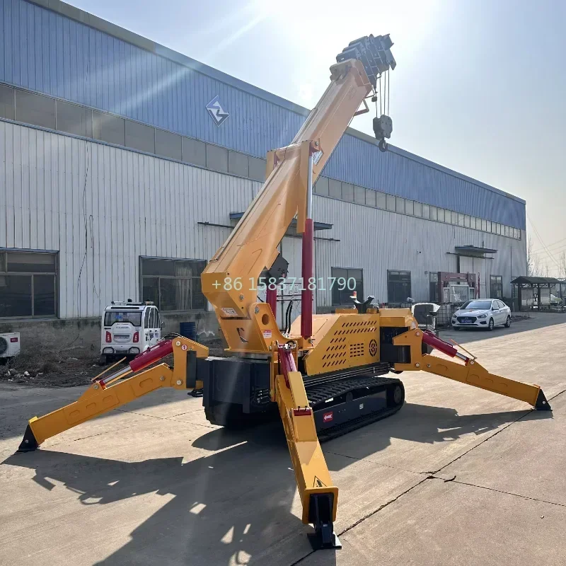 Glass Lifting Spider Crane Machine Electrical Construction Mobile Portable 3 5t Mini Crawler Spider Crane with Telescopic Boom