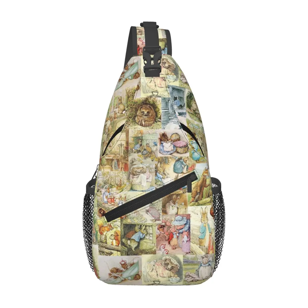 

Beatrix Potter Collage Chest Bag Men Sling Crossbody Backpack Chest Bag Traveling Hiking Daypack Shoulder Bag