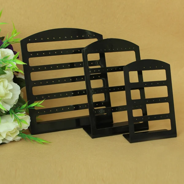 

12Pairs Plastic Earring Display Board Black 4-Tier Jewelry Organizer Stand Rack for Home Or Store Use Earring Display Stand