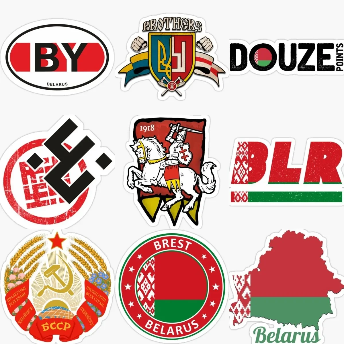 

BY Belarus Flag Map National Emblem Creative PVC Stickers for Covered Scratch Decorate Car Off-road Motorcycle Camper Van Window