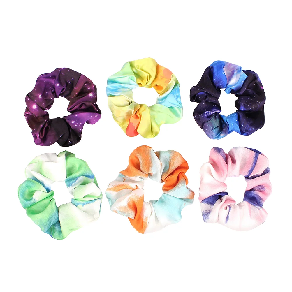 6PCS Theme Hair Ropes Gradient Hair Rings Fashion Hair Ties Ponytail Holders for Female hair tie