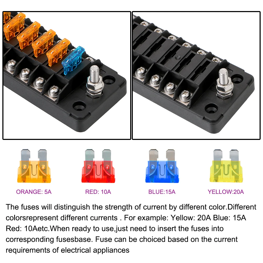 With Double Fuses 6 Ways 12 Ways Blade Fuse Block 32V 75A For Auto Car Marine Trike Fuse Box Holder Flame Retardant