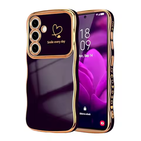 Wave Heart Shape Soft Case For Samsung Galaxy S25 S24 S23 S22 Ultra Plus S24FE A16 A56 A36 A55 A54 A15 A25 A26 A35 5G 4G Cover