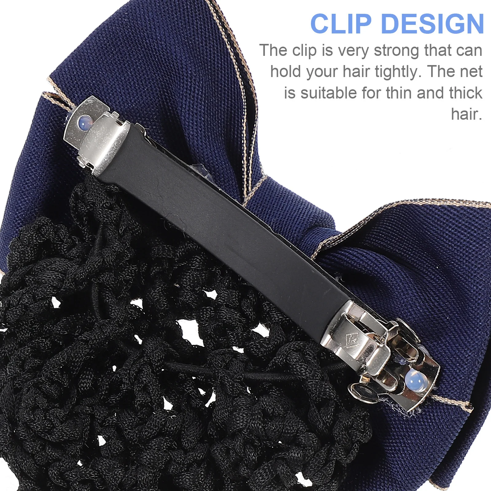 

2Pcs Hair Net Barrette Professional Snood Women Headdress Bow Snood Clip Bun Cover for Thin Thick Hair Nurse Waitress Uniform