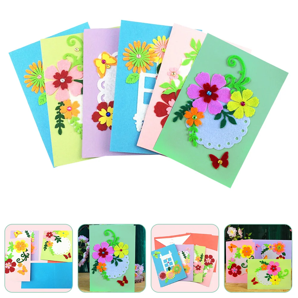 6 قطع من البطاقات المصنوعة يدويًا للأطفال، مجموعة أدوات صنع البطاقات غير المنسوجة، لوازم تعليمية يدوية للأطفال في المنزل المدرسي الإبداعي #5