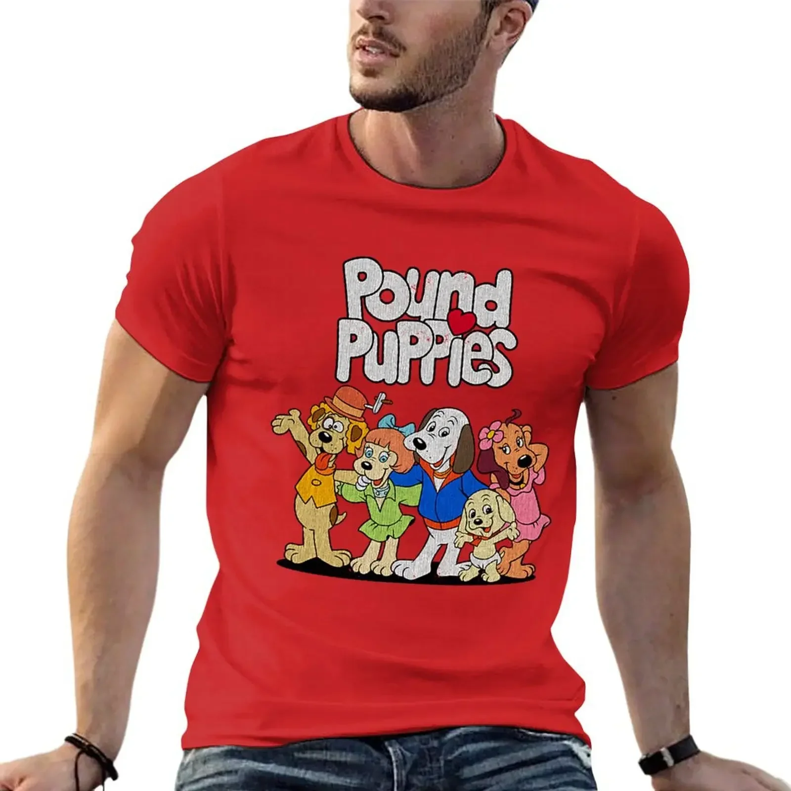 

Футболка Pound Puppies больших размеров, топы больших размеров, эстетичная одежда, простая футболка для мужчин