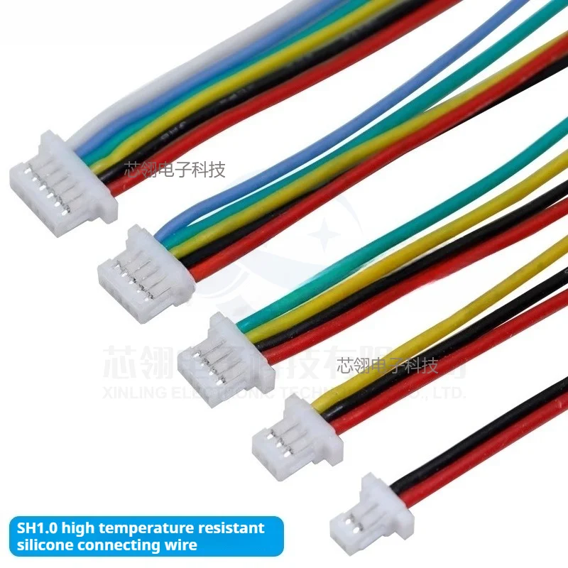 10pcs SH1.0mm Flexible flat cable 3239-26AWGHigh-temperature resistant silicone rubber flexible connection wire 2/3/4/5/6P