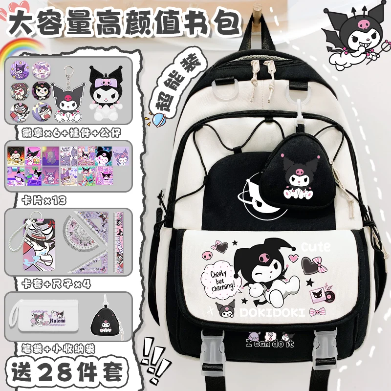 Sanrio Backpack for Girls 2025 New Model Kulomi Cute School Bag Cartoon Print Teen Backpack